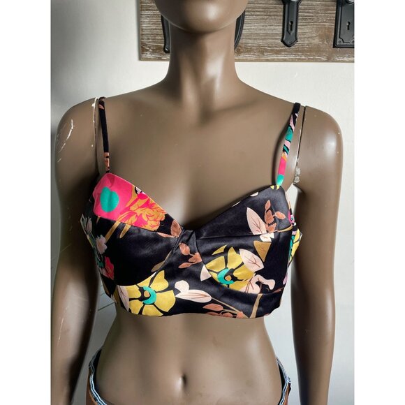 MARE X ANTHROPOLGIE  Floral Bralette Large 100% Cotton Multicolor Size L - Picture 1 of 8